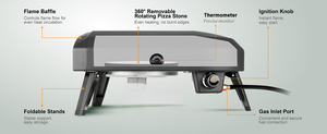 En promotion : Four à pizza au gaz portable en acier inoxydable de 12 pouces pour l'intérieur et l'extérieur avec <span class=keywords><strong>pierre</strong></span> rotative - Product Image 3