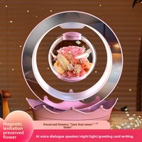 Lecteur de musique interactif Tengyan à lévitation magnétique avec fleur préservée, commande vocale IA, haut-parleur rechargeable, cadeau Wi-Fi