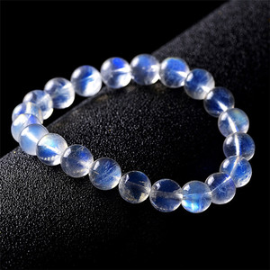Bracelet en pierre de lune blanche naturelle indienne, verre de glace, lumière bleue intense, collection femme, bracelet à anneau unique en cristal - Product Image 4