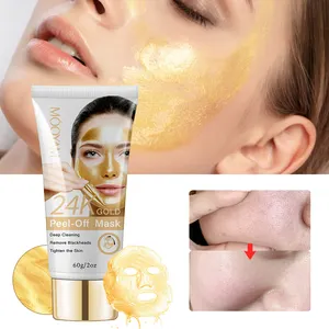 Masker kupas wajah emas 24K, Label pribadi OEM, Pembersih dalam menghilangkan komedo Perawatan Kulit 60g