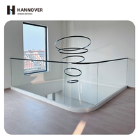 HANNOVER Garde-corps en verre en U élégant et minimaliste pour intérieur, balustrade en verre de sécurité éclairée par LED, sans cadre, pour escalier et balcon