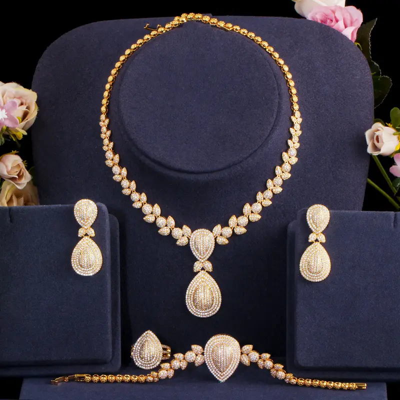 Conjunto de joyería de oro de 18K, venta al por mayor de Dubái, precio de descuento