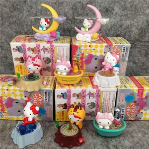 Schlussverkauf 8-teiliges Anime-Set KT Katzenfigur Sanrio Hello Kitty Blindbox Spielzeug Kuchen Deko Schreibtisch-Dekoration