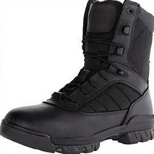 Men's High-Top Outdoor Waterproof Breathable Lightweight Oxford Leather Training Shoes Autumn Wear-Resistant Zipper Hiking <b>Boots</b> - Product Image 3