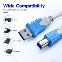 Cable de Impresora USB 2.0 Qiulink al por Mayor, Cable USB A a B de Alta Velocidad, Longitud Personalizada OEM ODM para Impresora y Escáner de Escritorio