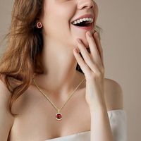 Collier pendentif carré en or 18 carats plaqué or, rubis et diamants, avec cristaux ZIRCON étincelants, pierre précieuse rouge, personnalisable, intelligent, NFC RFID