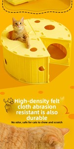 Wholesale Felt Cheese Shaped <strong>Cat</strong> Bed, Multi-hole Play Tunnel <strong>Cat</strong> <strong>Hideaway</strong>, Breathable Indoor <strong>Cat</strong> Sleeping House with Toy Ball - Product Image 5