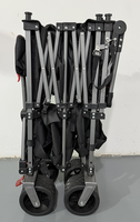 Chariot de camping pliable à double niveau, grande capacité, roues tout-terrain, frein à pied, poignée avant et arrière