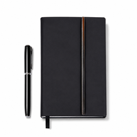 Libreta de Cuero PU Nubuck Premium A5 con Logotipo Personalizado, 100 Hojas, Diario Ejecutivo, Set de Regalo con Bolígrafo
