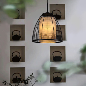 Lampe suspendue d'inspiration zen en forme de cloche, E27, à tête unique, pour éclairage de salle de thé, restaurant, hôtel - Product Image 3