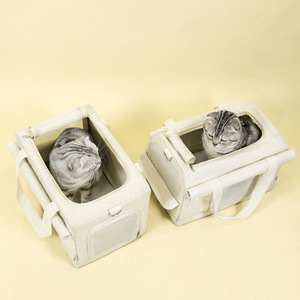 Double Layer Cat <b>Carrier</b> Large Capacity Portable Travel <b>Pet</b> <b>Carrier</b> Nylon Soft-Sided With Wheels For Cats Up To 7kg - Product Image 4