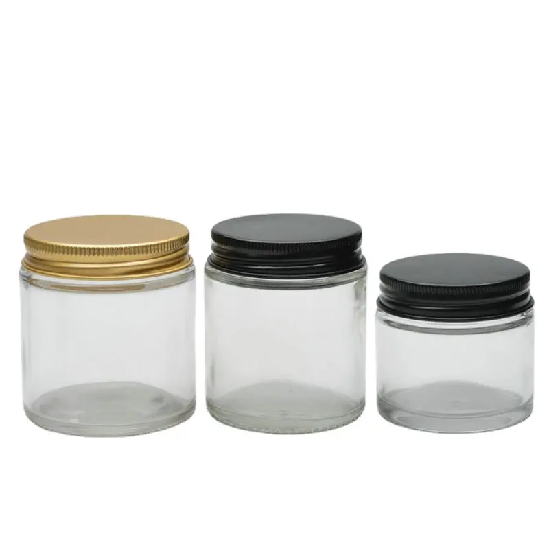 2oz 3.3oz 4oz 60ml 100ml 120ml amber clear glass candle jar with lid