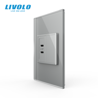 Prise de chargeur USB LIVOLO 120 Type US 20W avec double port rapide Type-C 22.5*45, fonction modulaire pour marchés américains, bureaux et hôtels