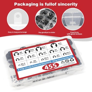 Juego de Anillos de Retención Externos E-Clip, 455 Piezas, Métricos, 14 Tamaños, Acero para Muelles, Uso en la Industria de la Construcción - Product Image 4