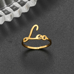 Vente en gros Bague en argent plaqué or 18 carats, ajustable, ouverte, étanche, <span class=keywords><strong>Horoscope</strong></span> 12 signes du zodiaque pour femme - Product Image 6