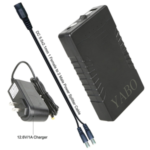 YABO Batteries et chargeurs universels rechargeables au lithium 18650 pour ordinateur portable avec lumière <span class=keywords><strong>LED</strong></span>, sortie DC USB 12V 6000mAh/5V 12000mAh - Product Image 1