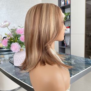 Nueva Peluca Sintética sin Pegamento Color Cobre Jengibre con Reflejos, Fibra de Alta Temperatura, Peluca Corta en Capas con Encaje 13x4 para Mujer - Product Image 1