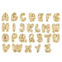 JF-44527 Lujoso Colgante de Letra Inicial con Burbuja, Chapado en Oro de 18k, Personalizado con Circonitas Cúbicas de Colores, Collar con Letra del Alfabeto, Joyería