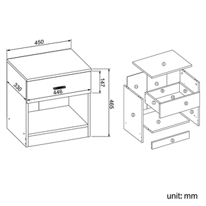 Meubles de chambre simples, armoire, <span class=keywords><strong>table</strong></span> de chevet haute brillance, meubles pour <span class=keywords><strong>la</strong></span> maison, ensemble de 2 tables de chevet - Product Image 3