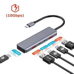 Multifungsi 10GB Transfer kecepatan tinggi 5 in 1 USB C hub dengan USB 3.2 Port