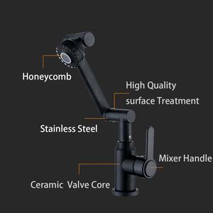 Grifo de Lavabo de Baño Moderno de Acero Inoxidable con Rotación de 1080 Grados, de un Solo Orificio, con Brazo Extensible de Rotación Universal de Cerámica para - Product Image 3