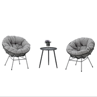 Ensemble de meubles de patio au design moderne 2+1, 3 pièces, chaises en rotin et table de café pour jardin extérieur