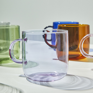 كوب زجاجي ملون معتم مخصص، كوب شرب زجاجي منفوخ يدويًا من البوروسيليكات، كوب قهوة، كوب شاي، كوب زجاجي بلون اليشم مع مقبض - Product Image 3