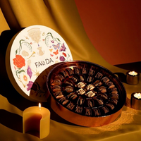 Luxe Ramadan Eid chocoladeverpakking met gouden folie gravure, dadels, Midden-Oosten doos