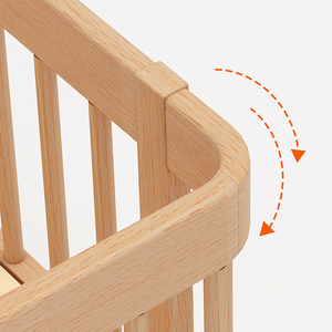 Cama empalmada para niños Cuna extra ancha Queen para niños con cama de bebé de haya de madera maciza cercada - Product Image 2