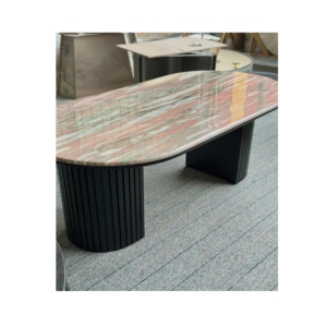 Nouvelle table à manger en forme de rose norvégienne en marbre rose pour villa Solution de conception graphique avec garantie d'un an - Product Image 6