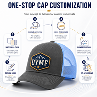 Gorra de 5 Paneles de Alta Calidad Dymf, Diseño Desgastado, Gorra Deportiva de Verano para Mujer, Logotipo Bordado Floral Personalizado, Gorra Trucker de Algodón