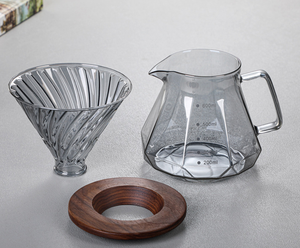 Nouvelle cafetière en verre octogonal diamanté résistant à la chaleur avec logo laser, pot de partage, filtre à café goutte à goutte, ensemble de café manuel - Product Image 6