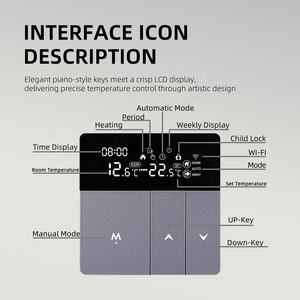 Thermostat intelligent WiFi pour chaudière à <span class=keywords><strong>gaz</strong></span>, chauffage au sol électrique, avec écran LCD blanc-gris, contrôle par application Tuya <span class=keywords><strong>et</strong></span> commande vocale - Product Image 4