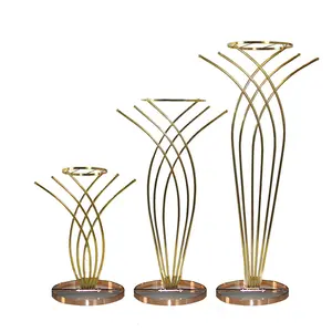 Neues Design Hochwertige Gold Metall Blumenvase Hoch Gold Tisch dekoration Blumen ständer für Hochzeits dekorationen Lieferant