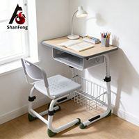 Ensemble de chaises de bureau ergonomiques à hauteur réglable pour étudiants, meubles d'apprentissage confortables, panier de rangement pour le bureau à domicile pour l'école