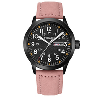 Jam Tangan Quartz Kulit Asli Anti Air dengan Kalender dan Penunjuk Hari, Penjualan Terlaris untuk Pria