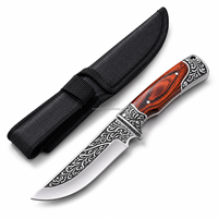 Couteau portable pliable en acier inoxydable haute dureté avec manche en bois, lame droite de 9 cm, pour la survie en milieu sauvage et la chasse en extérieur - Importé