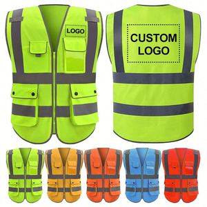 Vêtements de travail de nuit personnalisés en gros, poches, gilet de sécurité réfléchissant avec logo - Product Image 1