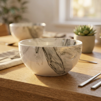 Service de table en porcelaine marbrée Boyou Shandong Cloud Glaze, gris et blanc, comprenant bol, assiette et tasse, style moderne et luxueux, très vendu pour la maison