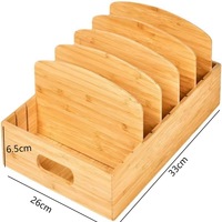 Organizador de Escritorio de Bambú Grande Personalizable, Caja de Almacenamiento de Archivos de Madera Resistente para Suministros de Oficina, Venta al Por Mayor