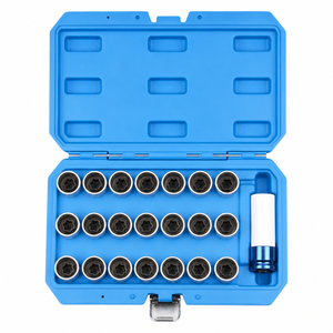 Jeu de clés <span class=keywords><strong>antivol</strong></span> 21 pièces pour écrous de roue <span class=keywords><strong>BMW</strong></span> 041-060, outil de démontage d'écrous de roue avec douille de 17 mm et entraînement de <span class=keywords><strong>1</strong></span>/2 pouce - Product Image 1