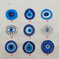 Nouveaux patchs pour les yeux bleus E Card broderie Multi Design chapeau yeux fer sur patchs pour les yeux brodés pour la décoration de sac de vêtements