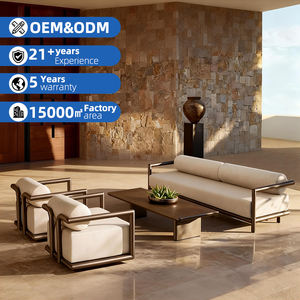 طقم أريكة حديثة للحدائق من سبائك الألومنيوم - مقاومة للماء والصدأ ومتينة للاستخدام الخارجي في الفنادق والفيلات والحدائق - Product Image 1