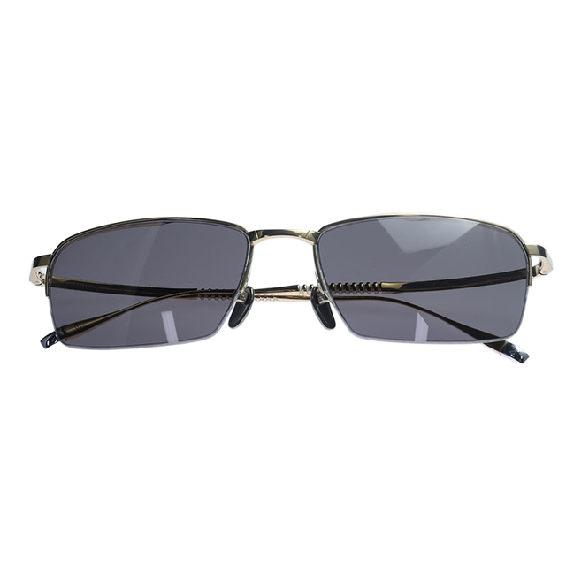 Custom Logo Retro Titanium Alloy Frame Sunglasses for Men Business Polarized Gold Lenses Comfortable and Light Weigh
