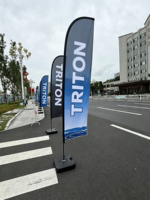 Drapeau publicitaire en forme de goutte d'eau à double face par sublimation, avec base de poteau, pour promotion extérieure, drapeau de plage personnalisé, directement de l'usine