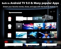 Projecteur de cinéma maison 1080P 1000 lumens ANSI LED HDR 4K portable intégré pour Netflix pour PS5 Smart Android 9.0 1 Go de RAM 8 Go de ROM