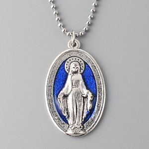 Rosari in Lega di Zinco con Pendente della Vergine Maria in Smalto Blu e Collana con Catena in Lega di Zinco per Anniversario - Product Image 3