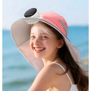 Chapeaux d'été solaires en gros pour enfants avec ventilateur intégré, protection solaire, type bob et pêcheur, pour la pêche, le ski, décontractés, unisexes - Product Image 1
