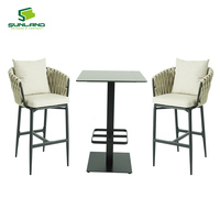 Tabouret de bar moderne en caoutchouc tressé robuste pour terrasse, mobilier de loisirs extérieur, chaise de bar Horeca