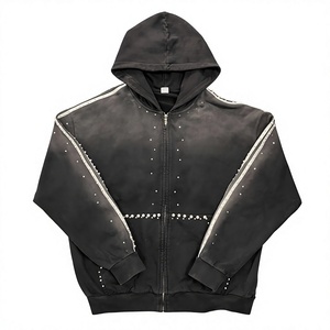 <b>Men's</b> <b>Black</b> Zip-Up <b>Hoodie</b> with Rhinestone Casual Hooded Sweatshirt Regular Fit High Quality <b>Hoodie</b> <b>For</b> <b>Man</b> - Product Image 6